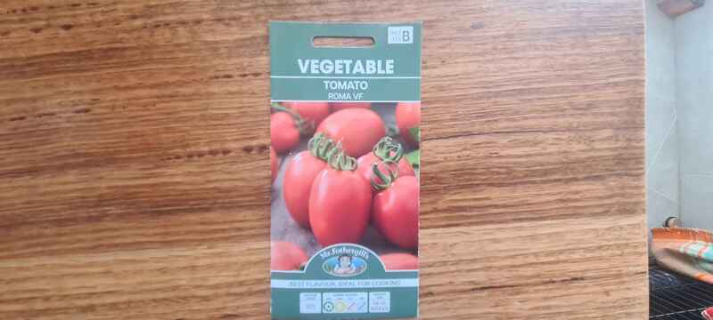 A packet of tomato seeds