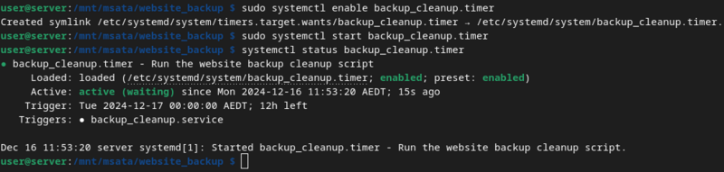 checking the systemd timer was running