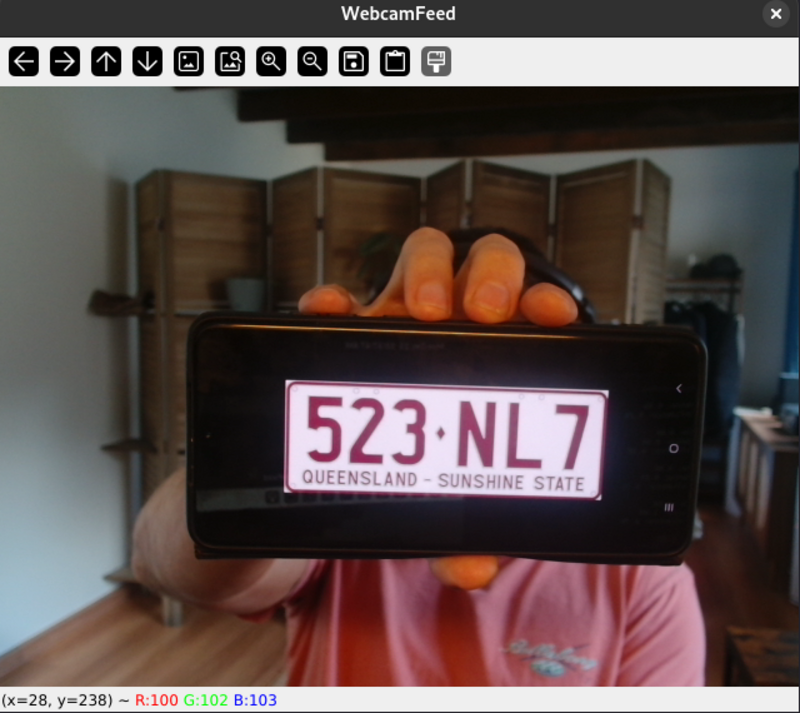 showing the webcam a number plate