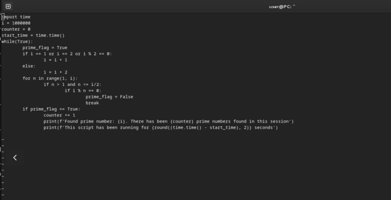 Screenshot of python code for milkv