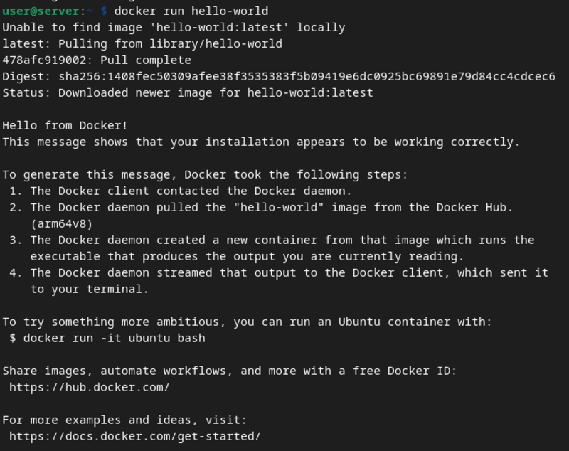 Screenshot of docker working properly