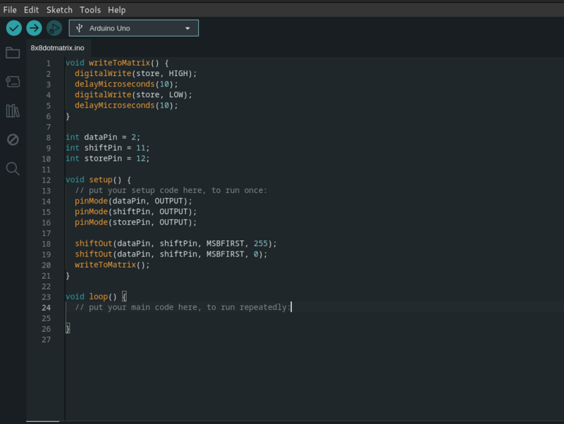 The code I'm using to test the LEDS