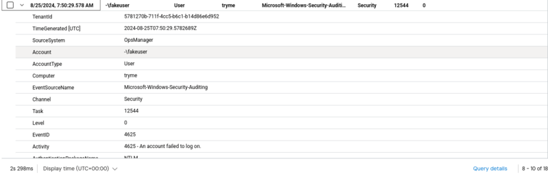 event result from query