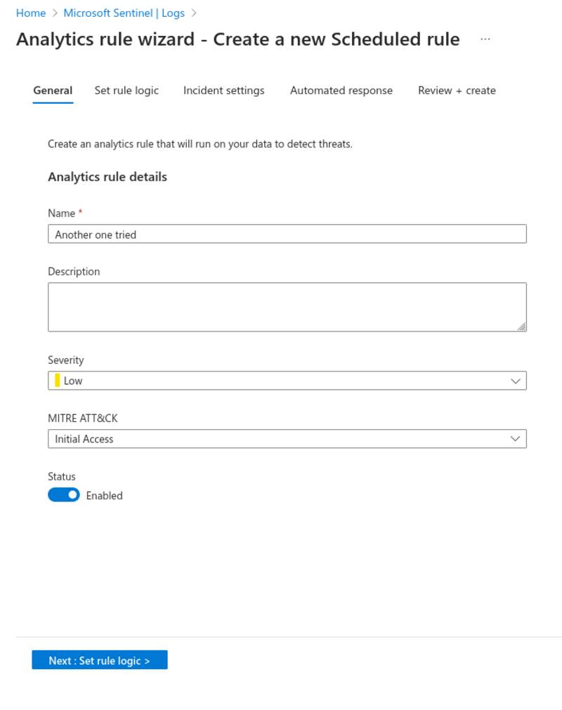 Creating a scheduled rule